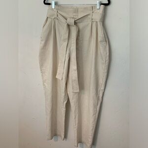 A New Day Ivory High Rise Pleat Front Womens Sz 18 Paper Bag Ankle Pants Belted